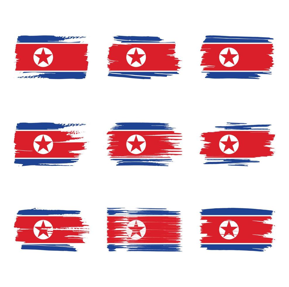 noord-korea vlag penseelstreken geschilderd vector