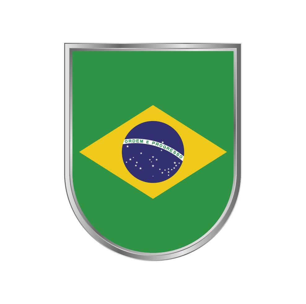 vlag van brazilië met zilveren frame vectorontwerp vector