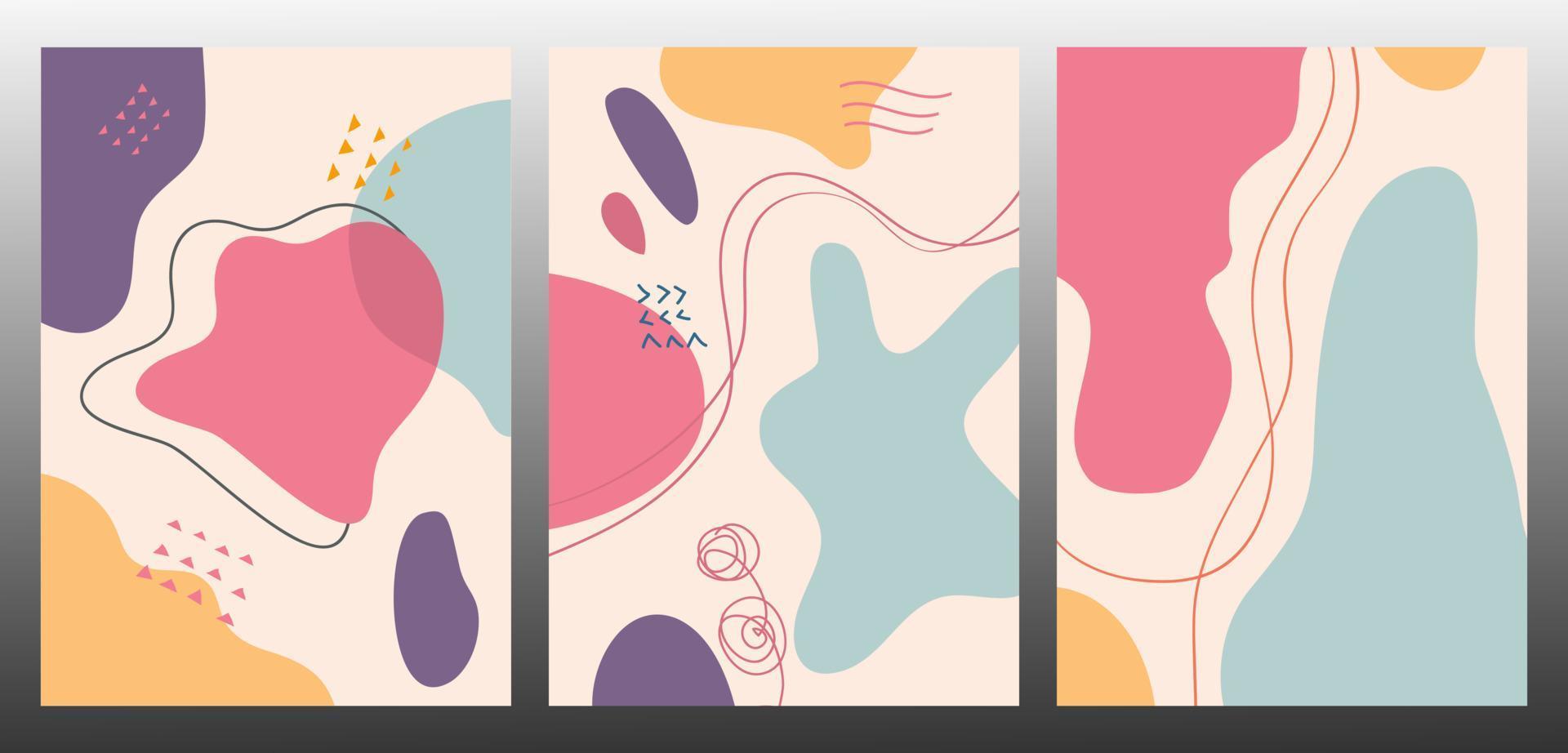 handgetekende verschillende vormen en doodle-objecten met kleuren. abstract eigentijds modern trendy. vector illustratie