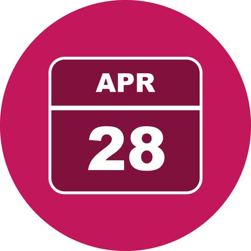 28 april Datum op een eendaagse kalender vector