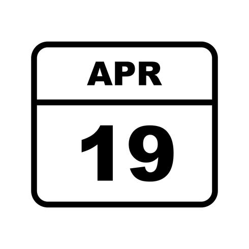 19 april Datum op een eendaagse kalender vector