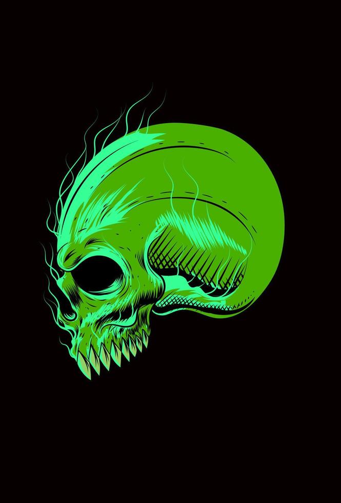 schedel met groene kleur monster vectorillustratie vector
