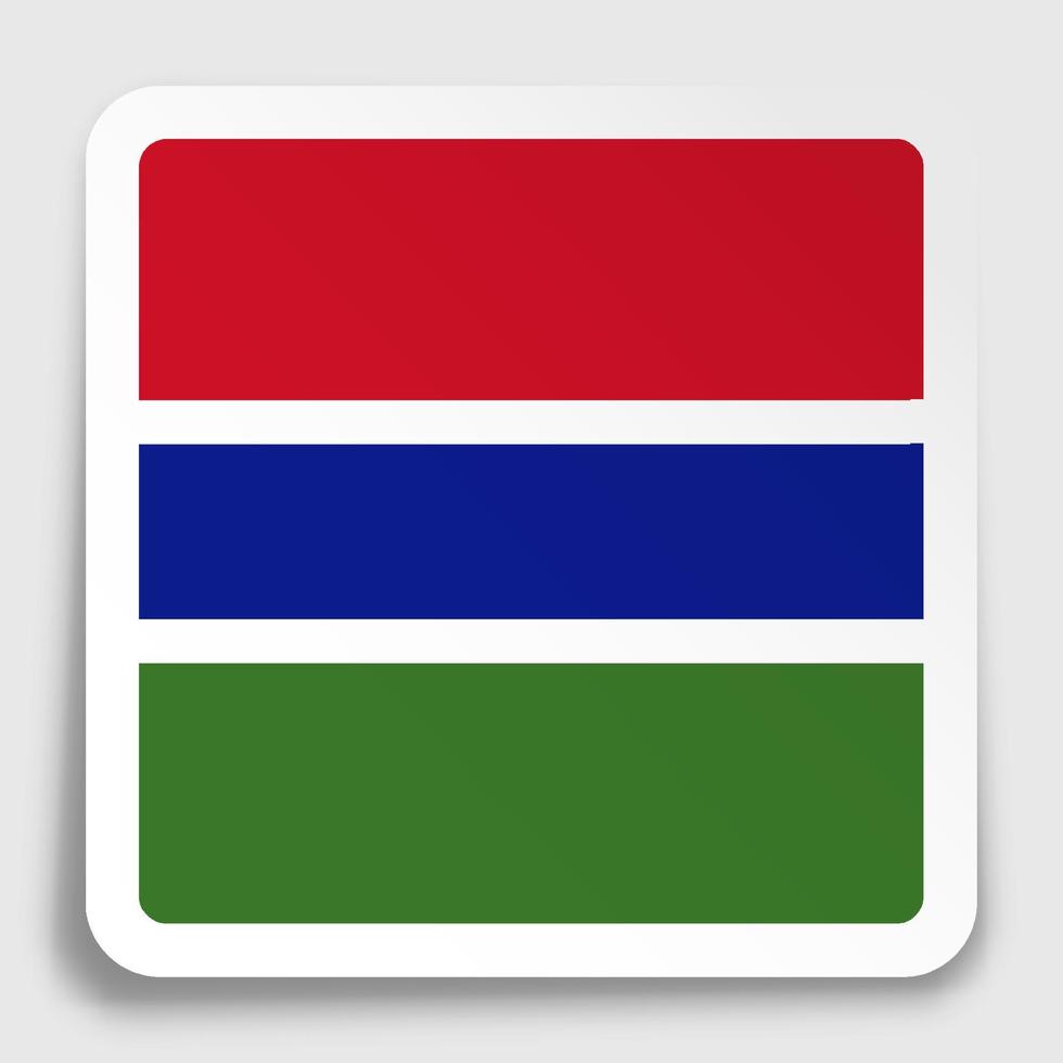 Gambia vlagpictogram op papier vierkante sticker met schaduw. knop voor mobiele applicatie of web. vector
