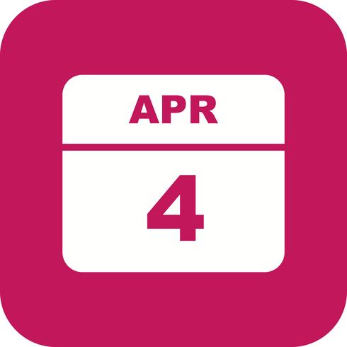 4 april Datum op een eendaagse kalender vector