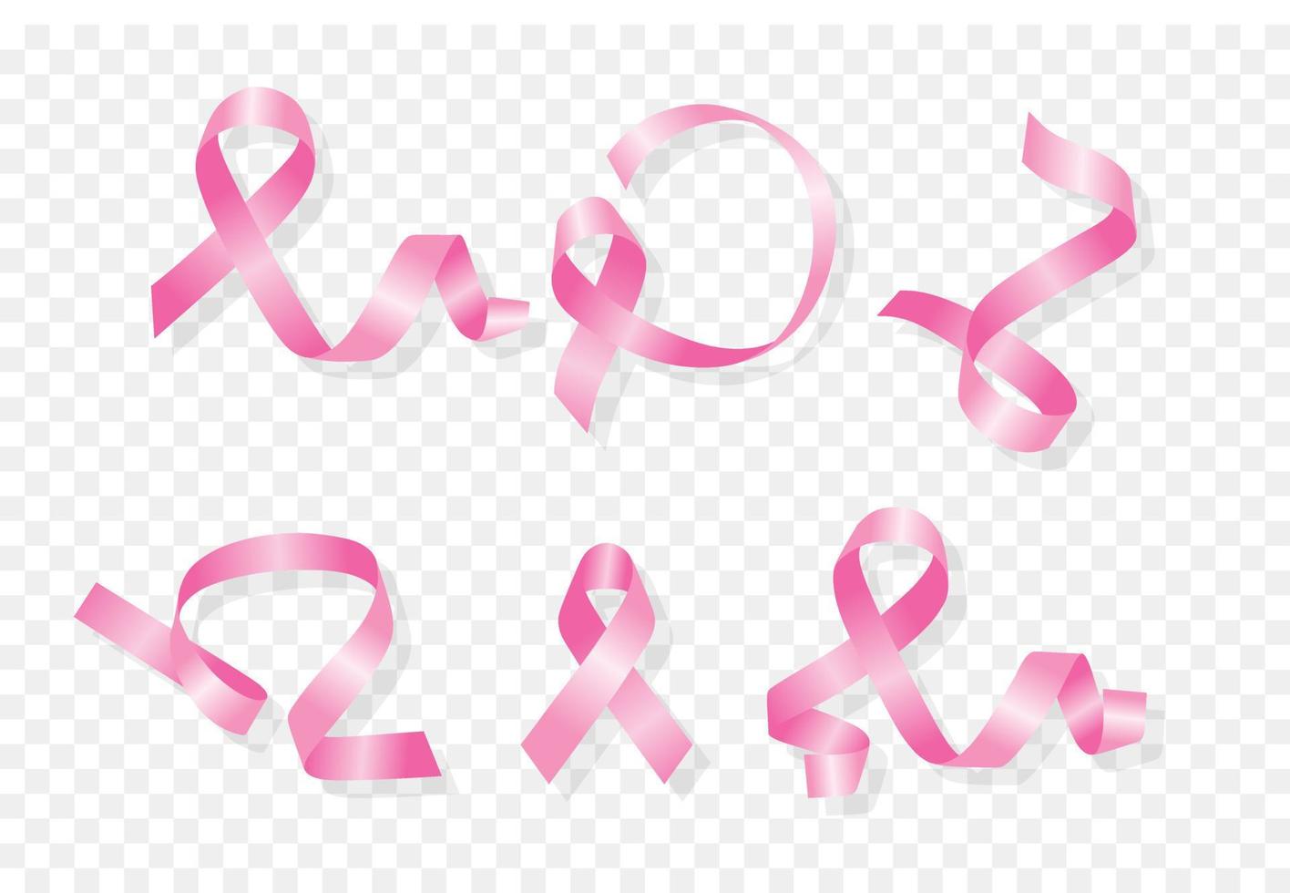 vector set roze linten, borstkanker bewustzijn.