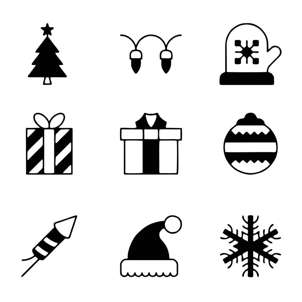 kerst iconen set vector illustraties