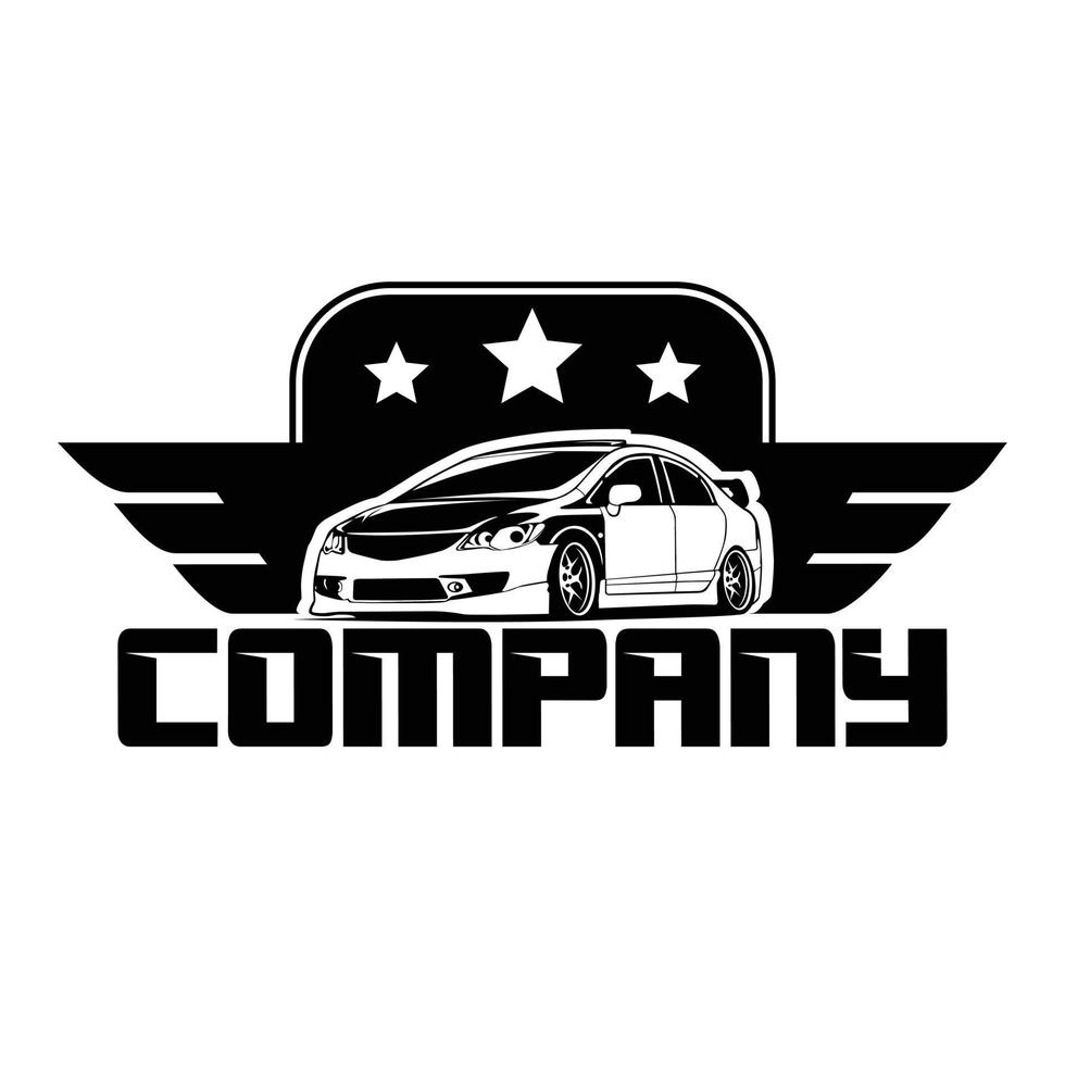 auto logo-ontwerp met concept sportwagen pictogram silhouet vector