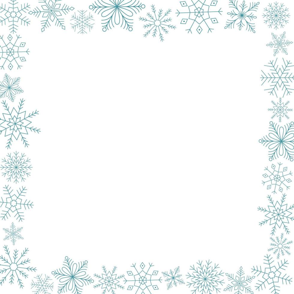 frame van blauwe sneeuwvlokken. sjabloon voor winterontwerp. vector