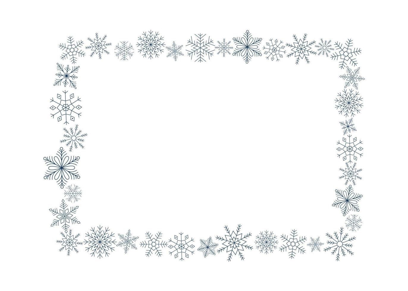 rechthoekig frame van blauwe sneeuwvlokken. sjabloon voor winterontwerp. vector