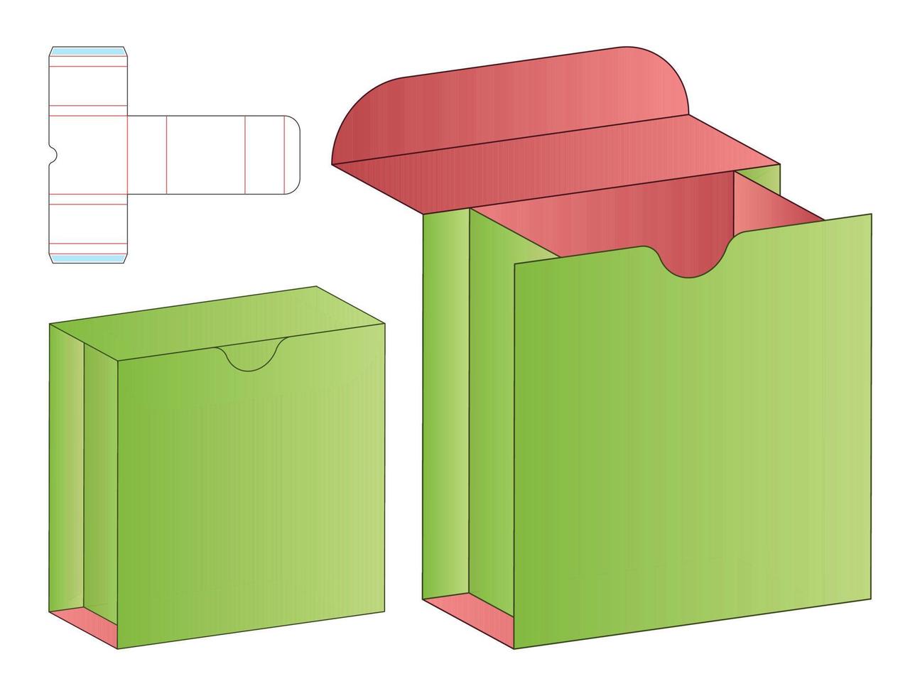 doos verpakking gestanst sjabloonontwerp. 3D-model vector