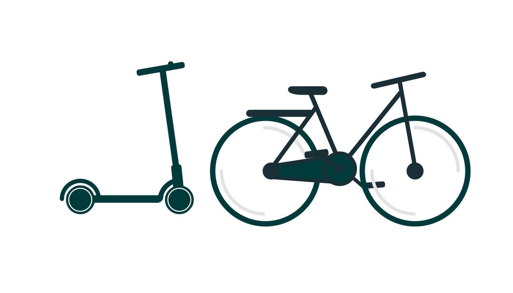 set van fiets scooter icoon. fiets symbool geïsoleerd zwart op witte achtergrond pictogram vector illustratie zwart wit