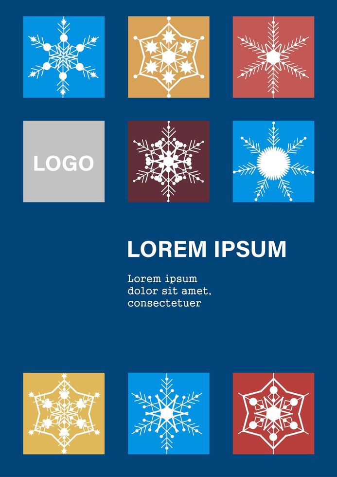 prettige kerstdagen en gelukkig nieuwjaar achtergrond, wenskaart, bedrijfskaart, poster, vakantiedekking. ontwerpsjablonen met sneeuwvlokken in moderne minimalistische stijl voor web, sociale media, print vector