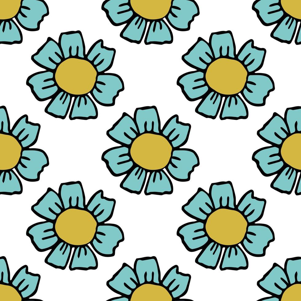 naadloos patroon met blauwe bloemen. bloemen achtergrond. kamille bloemen geïsoleerd op witte achtergrond vector