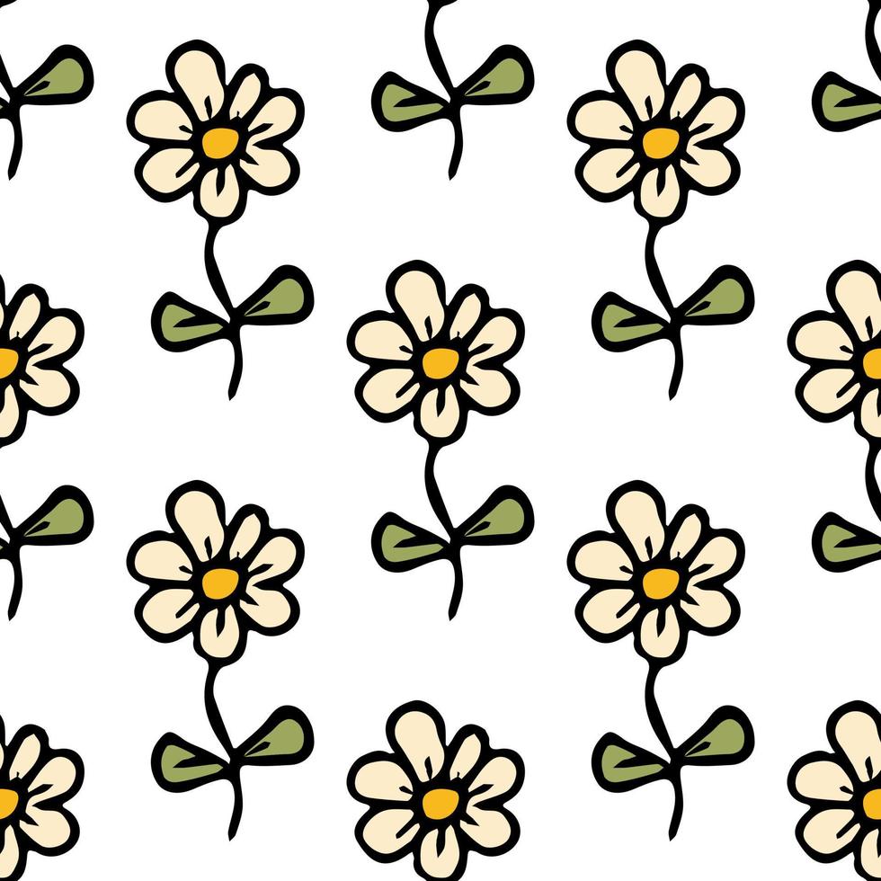 naadloos patroon met bloemen. bloemen achtergrond. kamille bloemen geïsoleerd op witte achtergrond vector