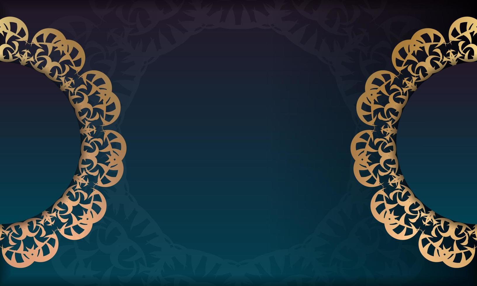 blauwe gradiëntbanner met luxe gouden patroon voor logo of tekstontwerp vector