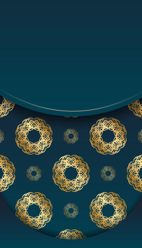 blauwe gradiëntbanner met gouden mandala-ornament en plaats onder je tekst vector