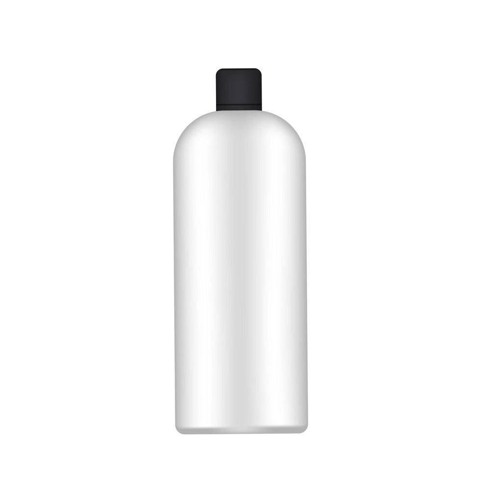 witte plastic fles met een zwarte dop. realistische fles. goed voor shampoo of douchegel. geïsoleerd. vector. vector