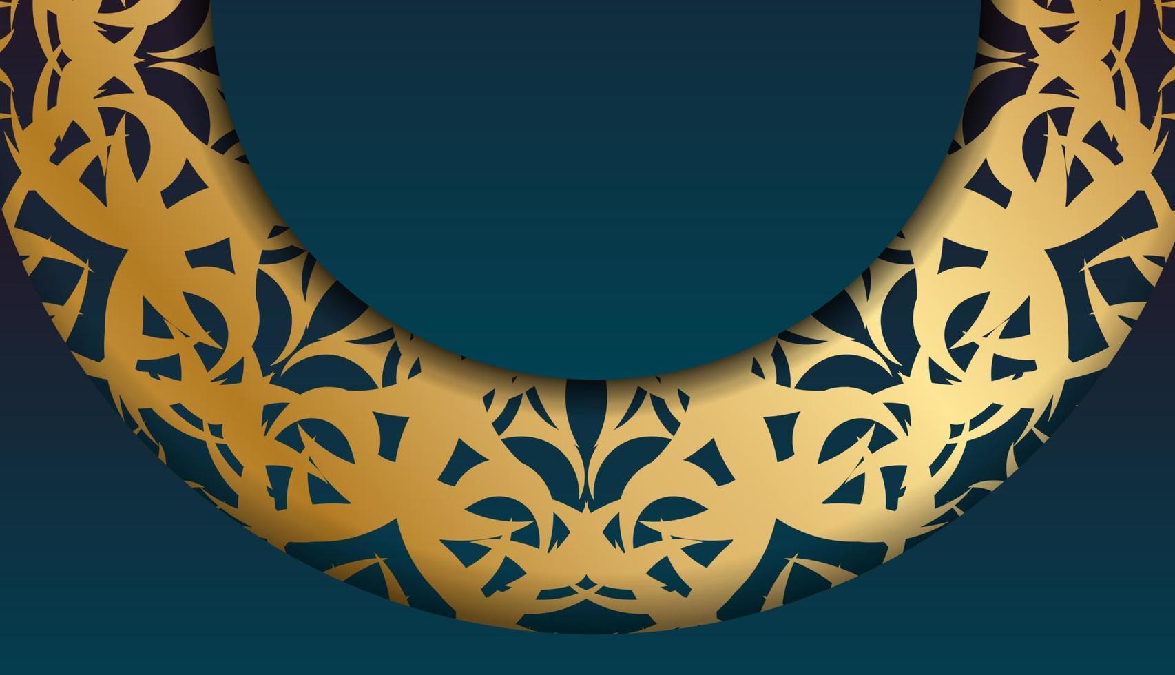 blauwe gradiëntbanner met Indiase gouden ornamenten en plaats onder je tekst vector