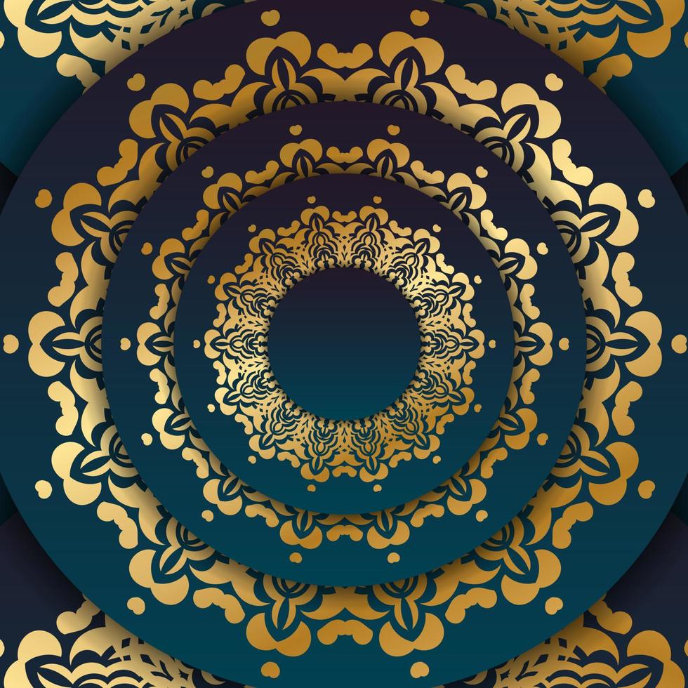 blauwe gradiëntbanner met abstract gouden patroon voor ontwerp onder uw logo of tekst vector