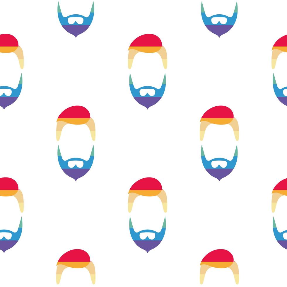 naadloos patroon. mannelijke gezichtscontour met lgbt-kleuren. logo man met een baard voor lgbt-thema's. vector. vector