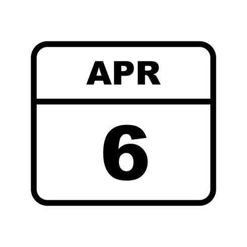 6 april Datum op een eendaagse kalender vector
