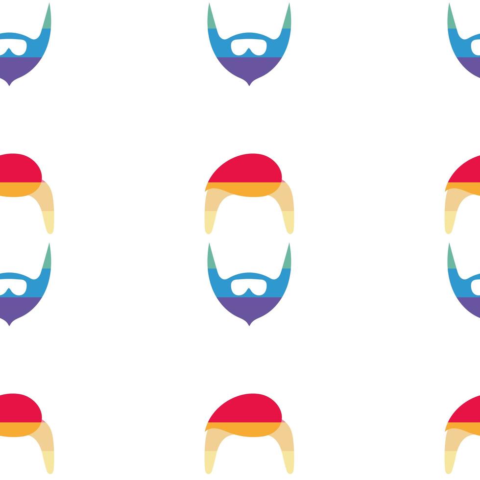 naadloos patroon. mannelijke gezichtscontour met lgbt-kleuren. logo man met een baard voor lgbt-thema's. vector. vector