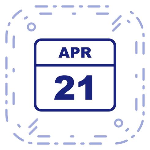 21 april Datum op een eendaagse kalender vector