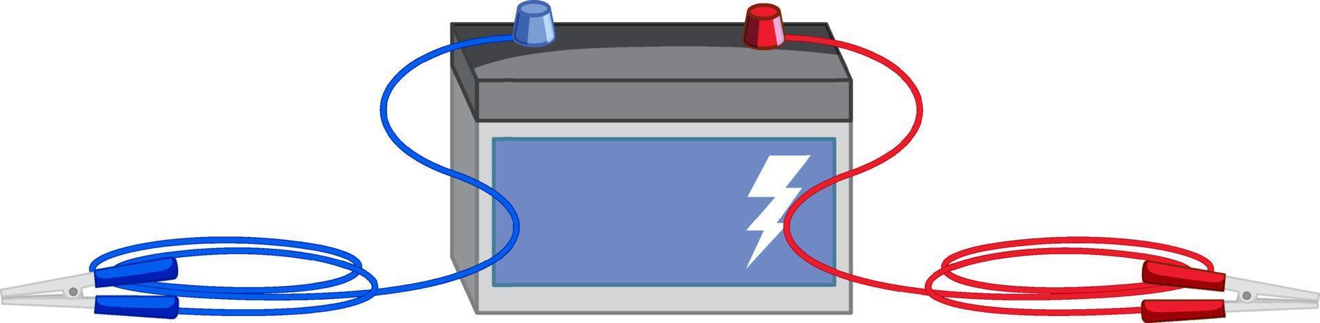 batterij met krokodillenklemmen op witte achtergrond vector