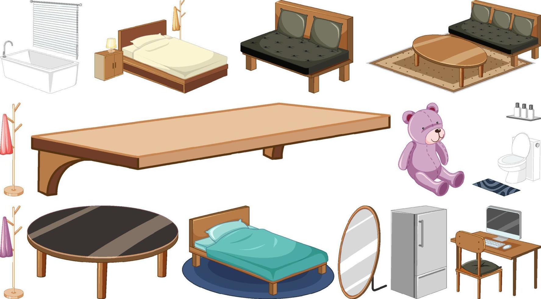 set interieurmeubels en decoraties vector