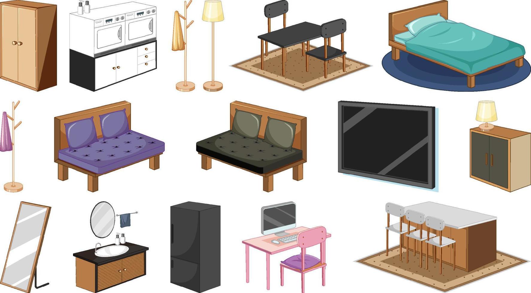 set interieurmeubels en decoraties vector