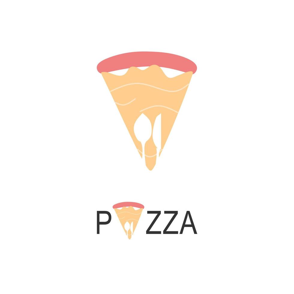 eenvoudig pizza-logo voor caféverpakking en restaurantmenu. fastfood-logo met moderne vlakke stijl vectorillustratie. pizza slice-logo voor Italiaanse pizzeria met minimalistisch pizzarestaurant in platte stijl vector