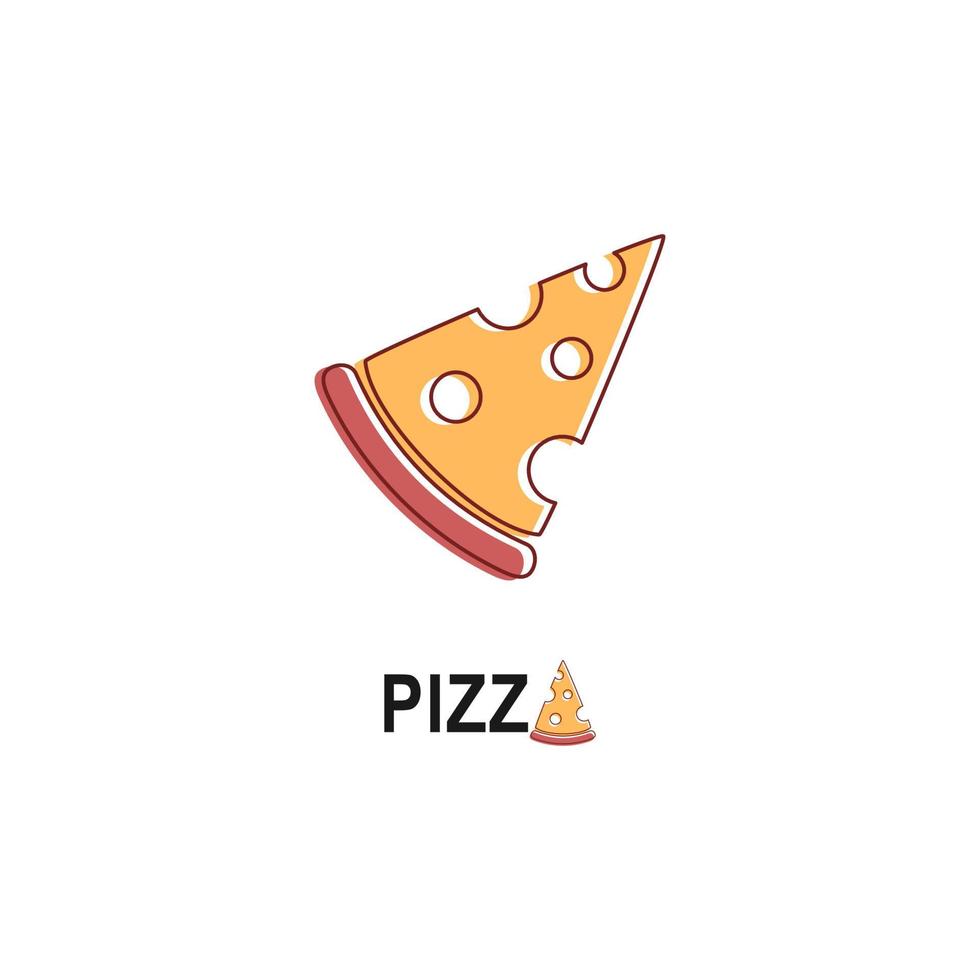 eenvoudig pizza-logo voor caféverpakking en restaurantmenu. fastfood-logo met moderne vlakke stijl vectorillustratie. pizza slice-logo voor Italiaanse pizzeria met minimalistisch pizzarestaurant in platte stijl vector