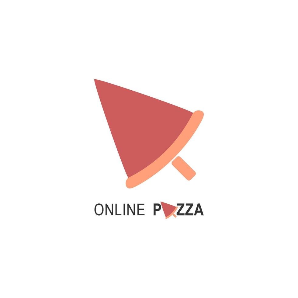 online pizza-logo voor caféverpakking en restaurantmenu. fastfood-logo met moderne vlakke stijl vectorillustratie. pizza chat-logo voor italiaanse pizzeria met minimalistisch pizzarestaurant in platte stijl. vector