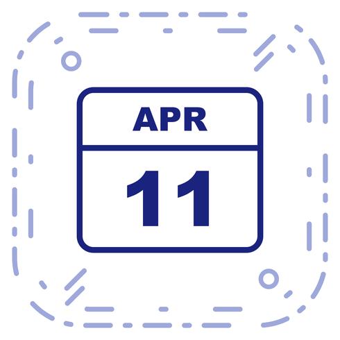 11 april Datum op een eendaagse kalender vector