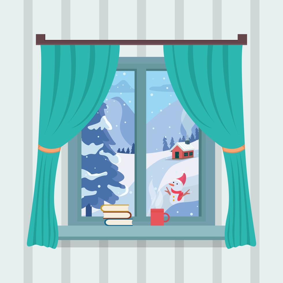 winter venster achtergrond vectorillustratie vector
