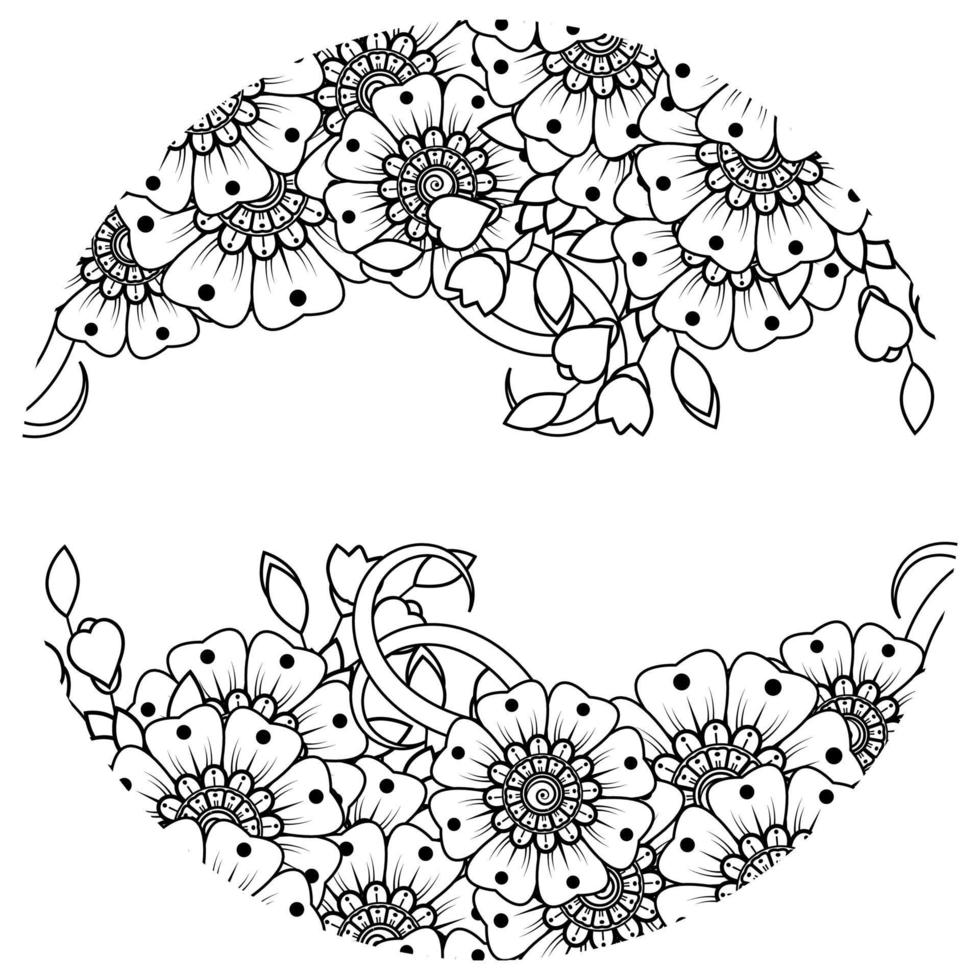 mehndi bloem voor henna, mehndi, tatoeage, decoratie. decoratief ornament in etnische oosterse stijl, doodle ornament, schets hand tekenen. kleurboek pagina. vector