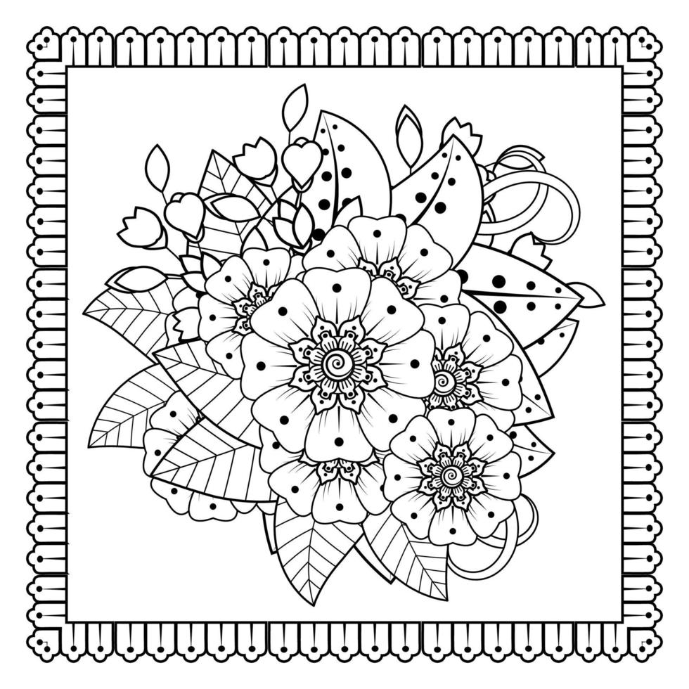 mehndi bloem voor henna, mehndi, tatoeage, decoratie. decoratief ornament in etnische oosterse stijl, doodle ornament, schets hand tekenen. kleurboek pagina. vector