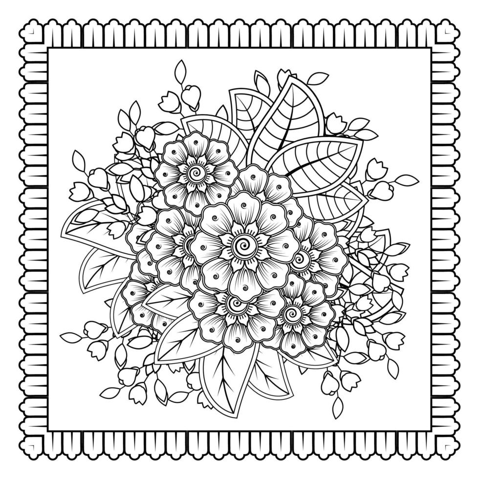 mehndi bloem voor henna, mehndi, tatoeage, decoratie. decoratief ornament in etnische oosterse stijl, doodle ornament, schets hand tekenen. kleurboek pagina. vector