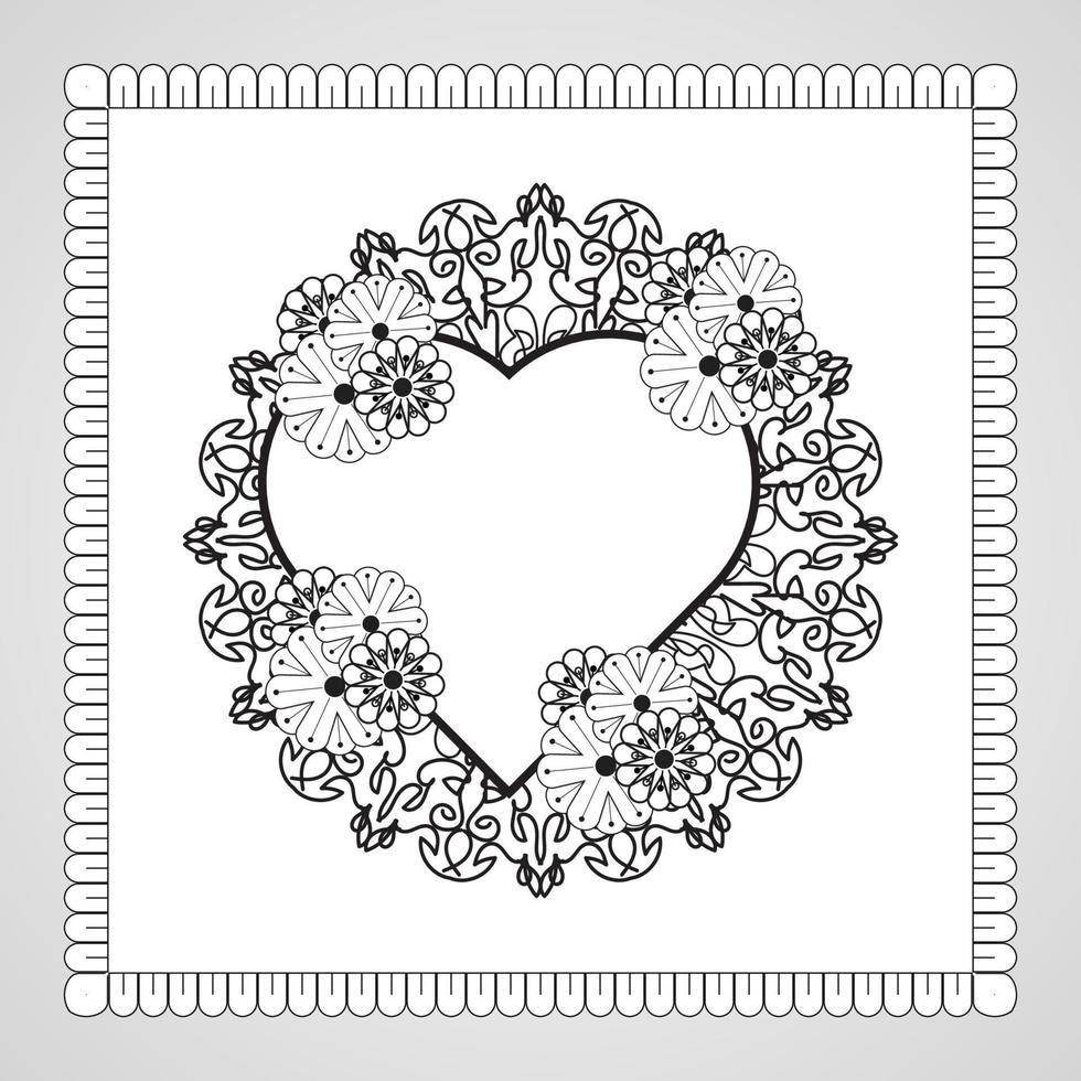 hand getekend hart met mandala. decoratie in etnisch oosters doodle ornament vector