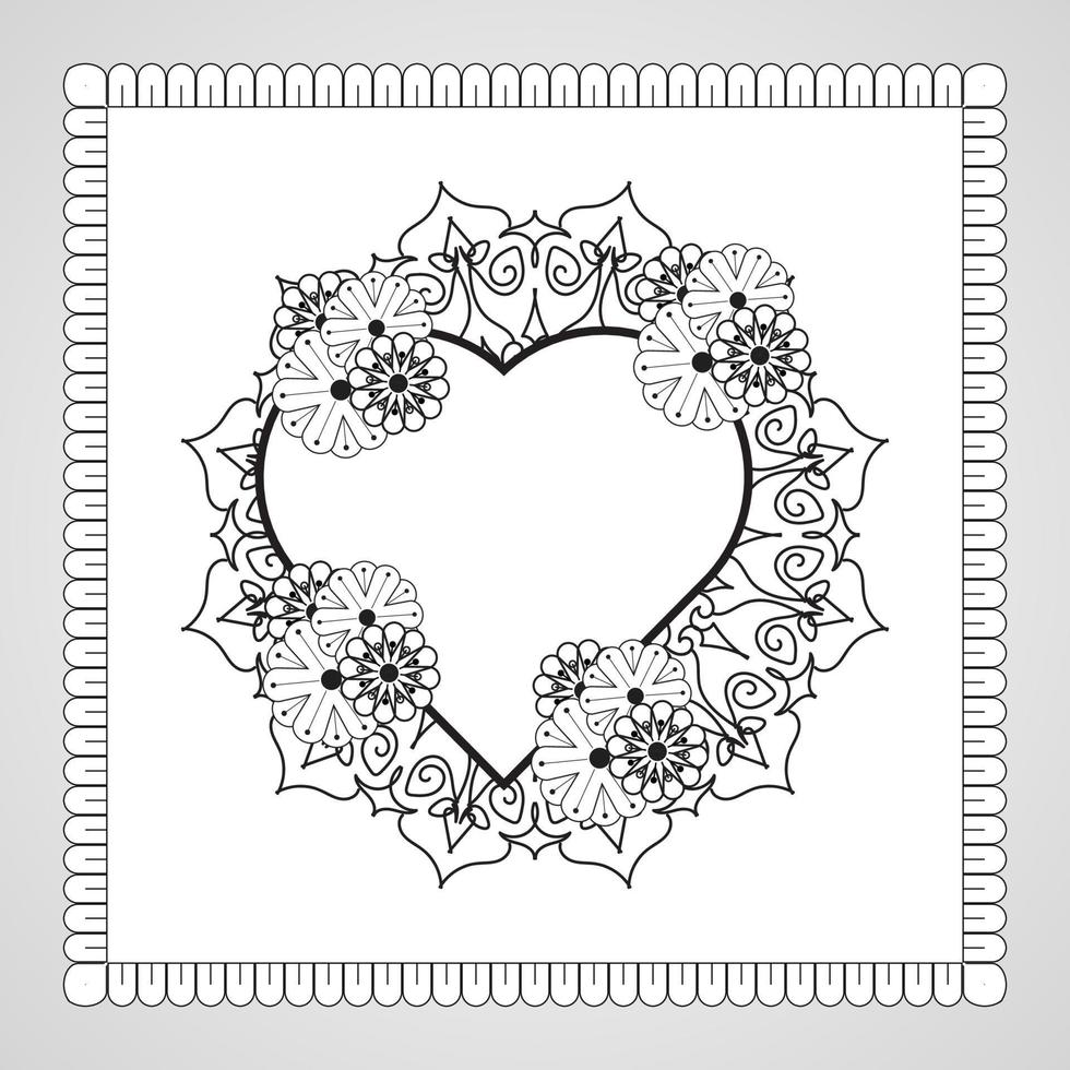 hand getekend hart met mandala. decoratie in etnisch oosters doodle ornament vector