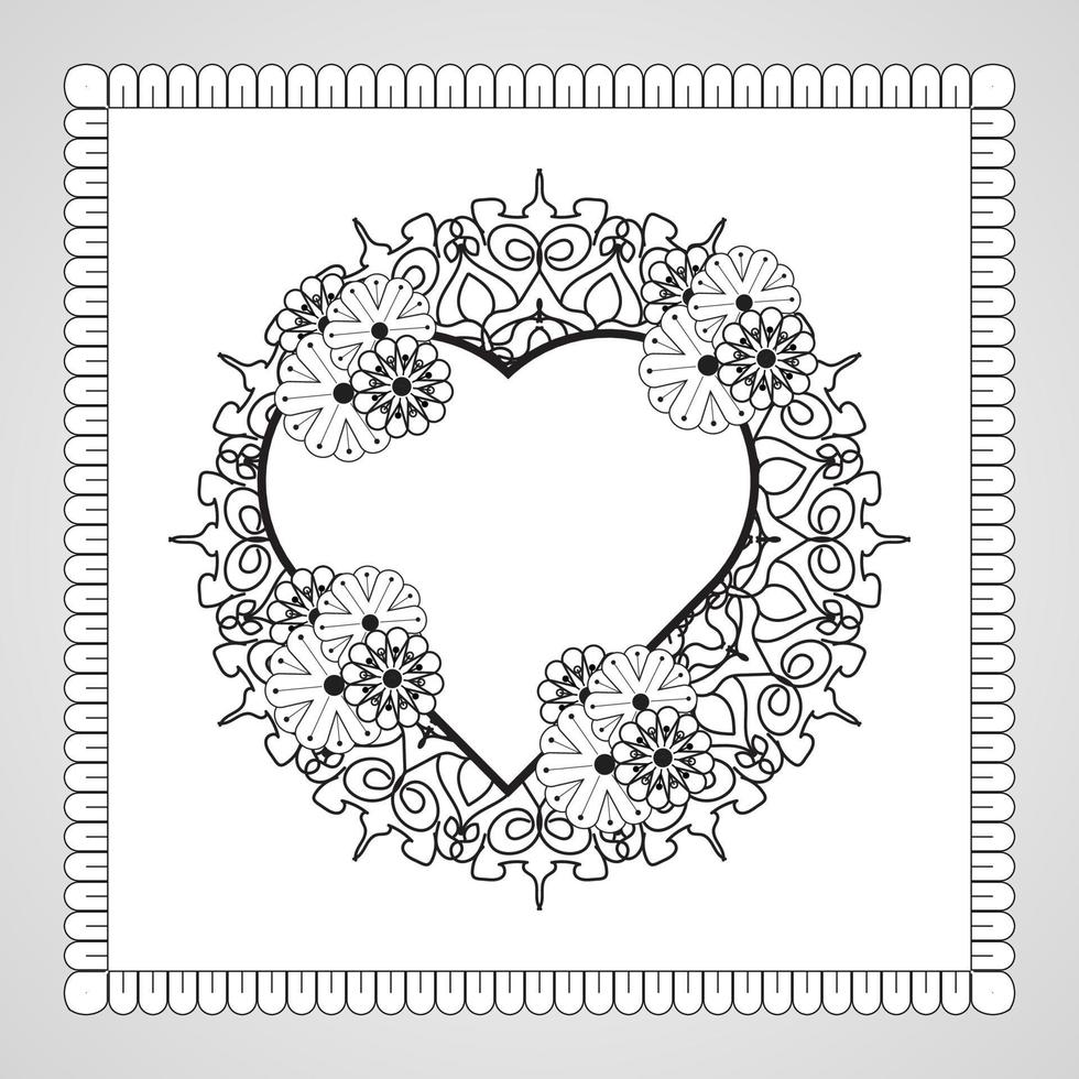 hand getekend hart met mandala. decoratie in etnisch oosters doodle ornament vector