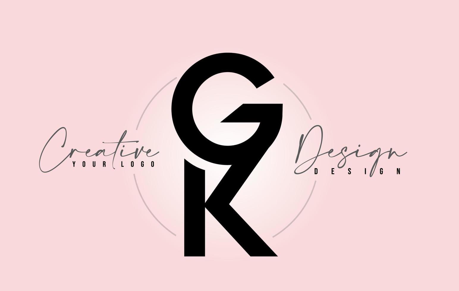 gk letter ontwerp pictogram logo met letters één op elkaar vector. vector
