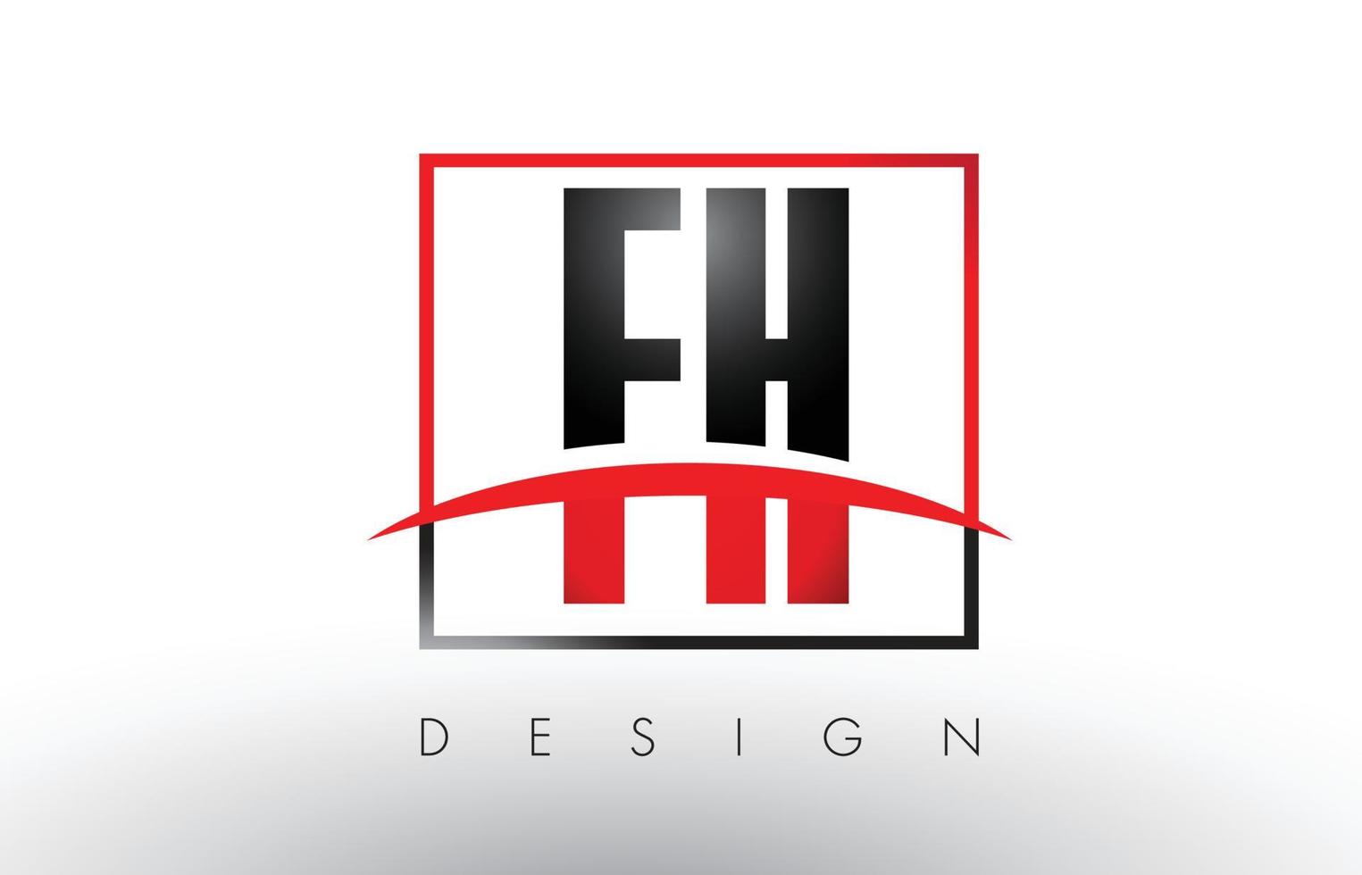 fh fh-logo letters met rode en zwarte kleuren en swoosh. vector