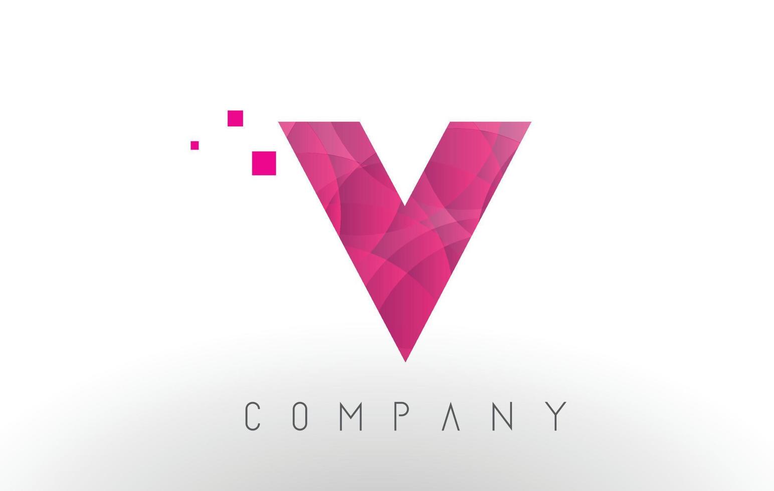 v letter logo-ontwerp met patroon van paarse stippen. vector