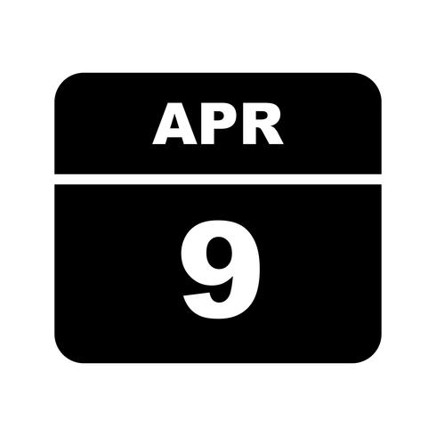 9 april Datum op een eendaagse kalender vector