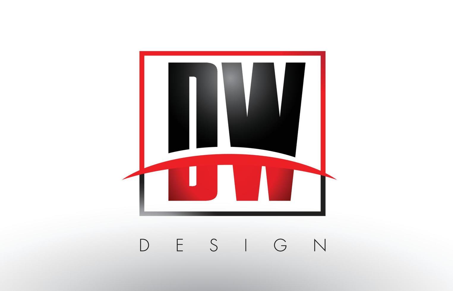 dw dw-logo letters met rode en zwarte kleuren en swoosh. vector