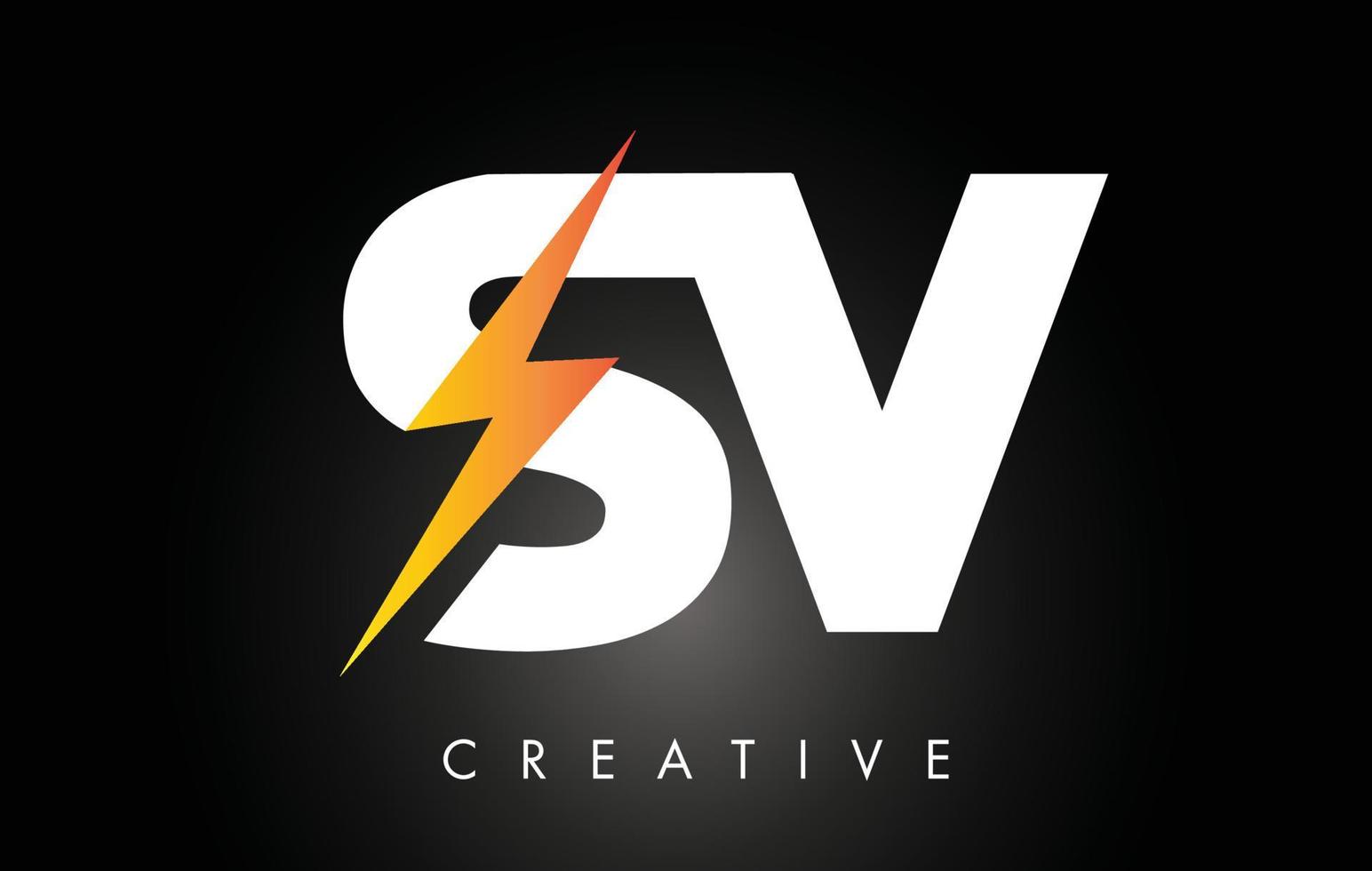 sv letter logo-ontwerp met bliksemschicht. elektrische bout letter logo vector