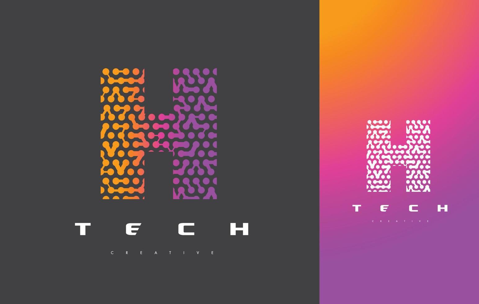 h letter logo-technologie. verbonden stippen brief ontwerp vector. vector