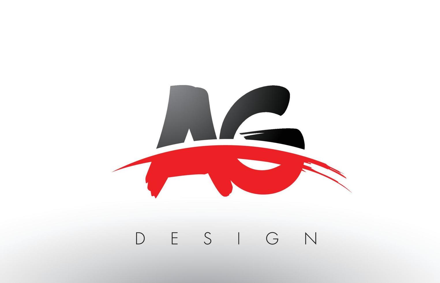 ag ag brush logo letters met rode en zwarte swoosh brush voorkant vector