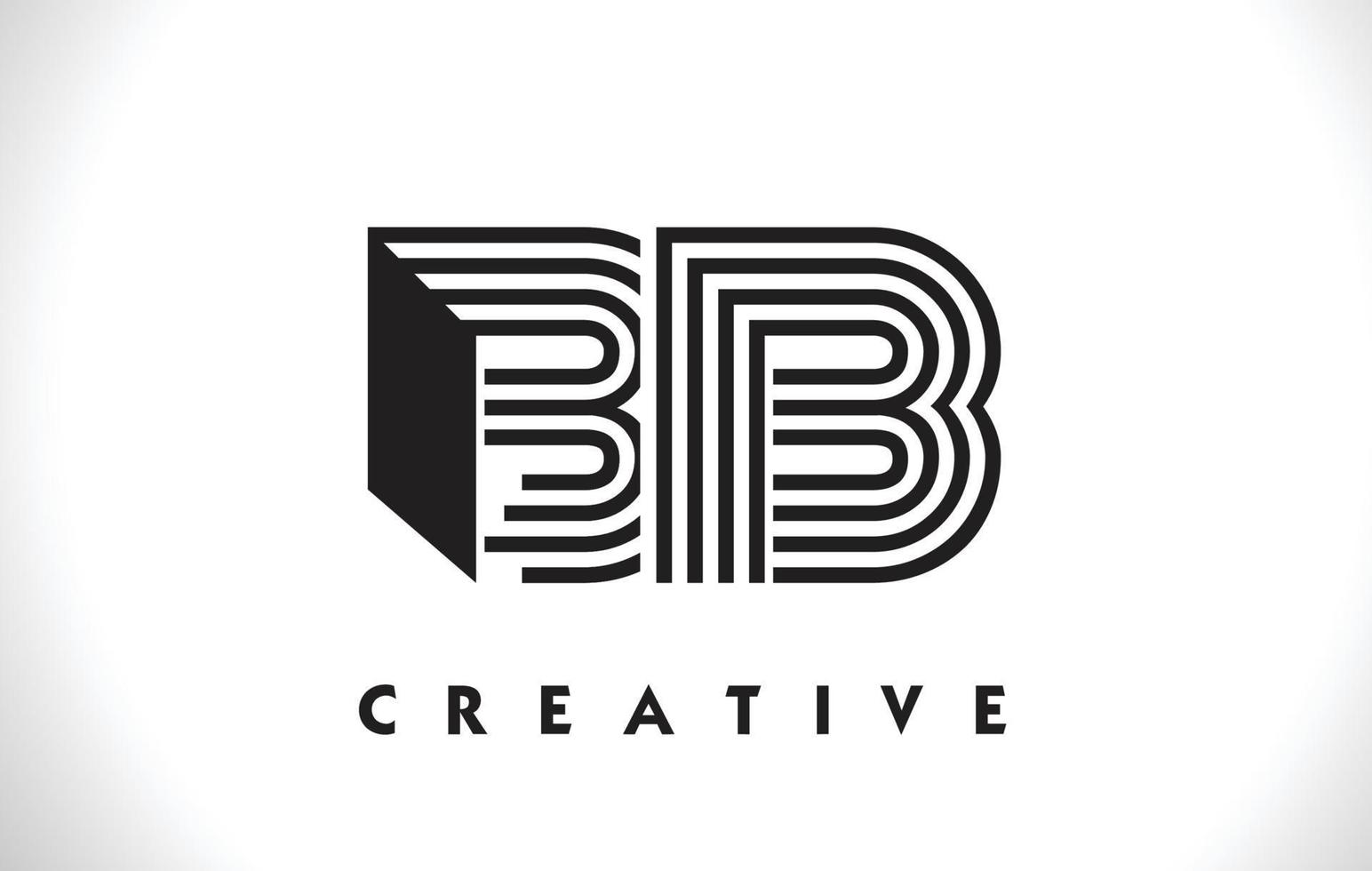 bb logo brief met zwarte lijnen ontwerp. lijn brief vectorillustratie vector
